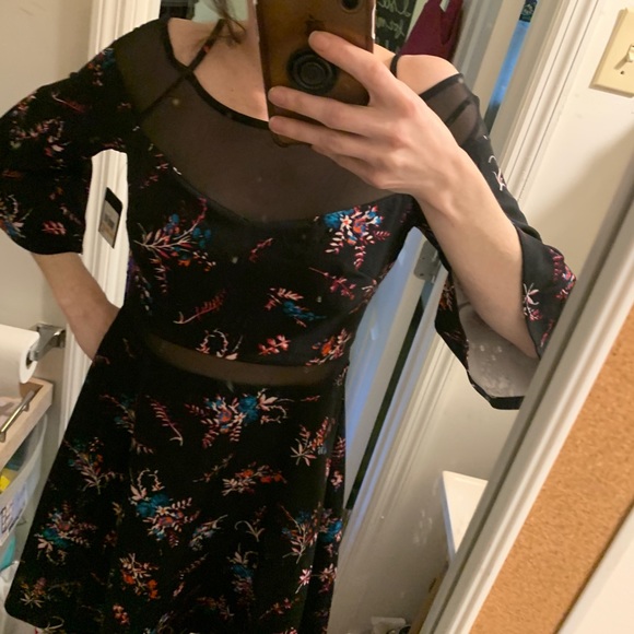 Guess Dresses & Skirts - Guess Black Dress with mesh panels and floral